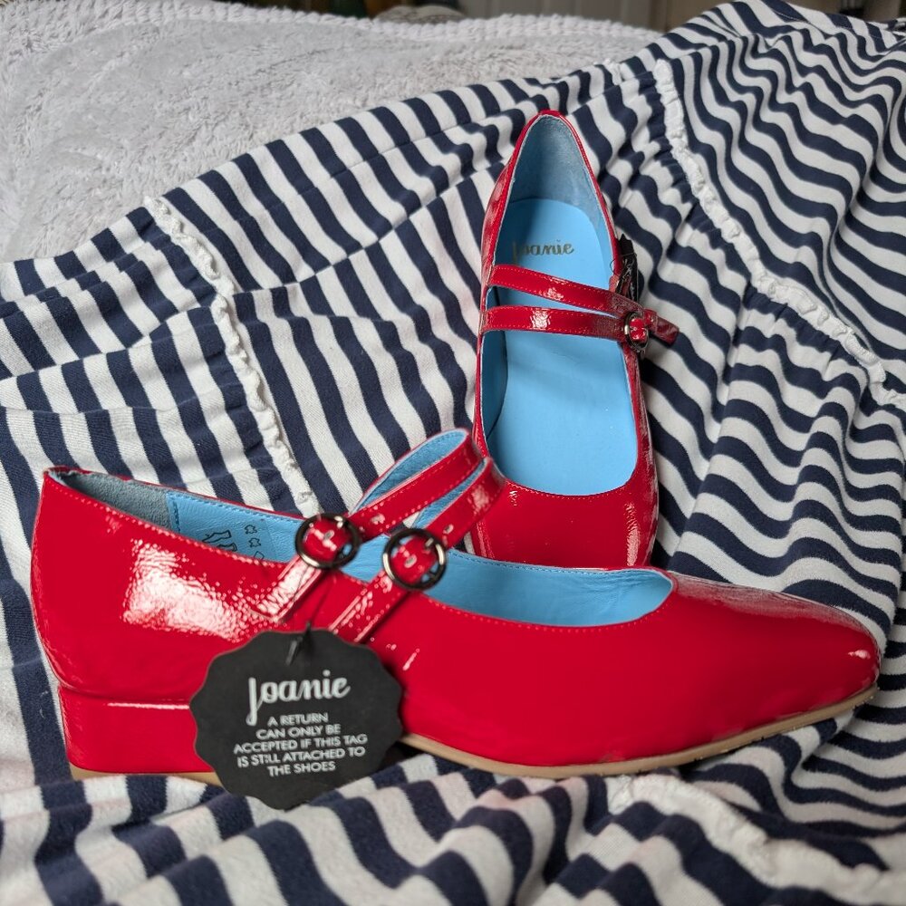 Joanie - Paris Patent Leather Mary Jane Shoes - Red US10 UK8 EUR42